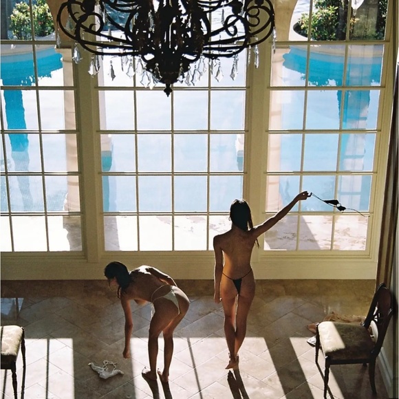 Sommer Swim Medium black bikini set strapless bandeau knot side tie string - Picture 5 of 12